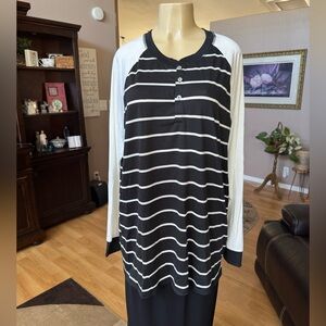 Lularoe Mark black & white long sleeve shirt tunic-size XXL-NWT